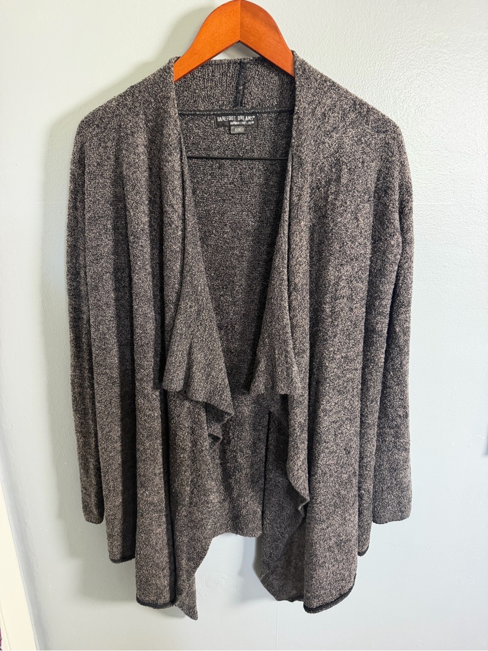 Barefoot Dreams Charcoal Open-Front Draped Cardigan - Picture 9 of 10